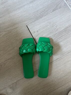 Nordstrom Open Edit Green Braided Slide Sandals - Women